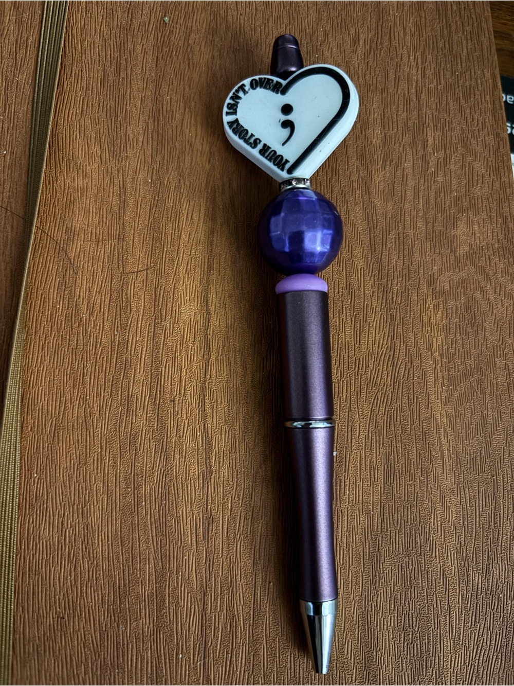Heart Top Purple Ball Metallic Purple Pen